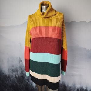 For the Republic Striped Multicolor Shimmer Knit Sweater | Women's Large